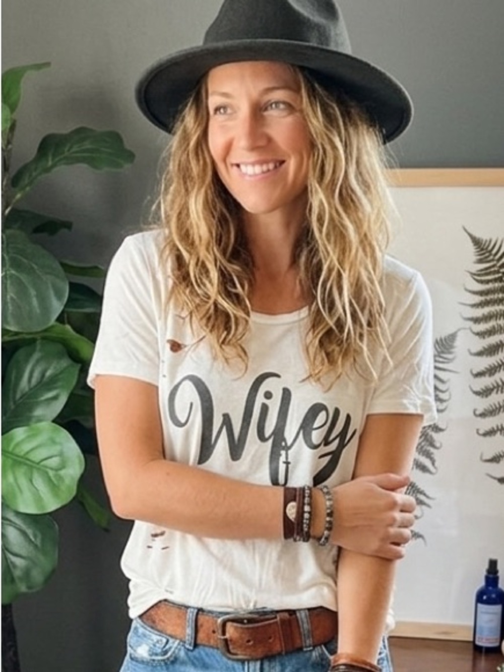 Hippie Chic Wifey Graphic T shirt Distressed